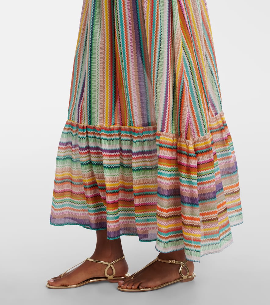 Zigzag cotton and silk maxi dress