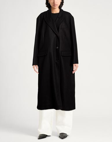 Woman Coat Black Size 4 Virgin Wool, Polyamide, Acetate, Viscose