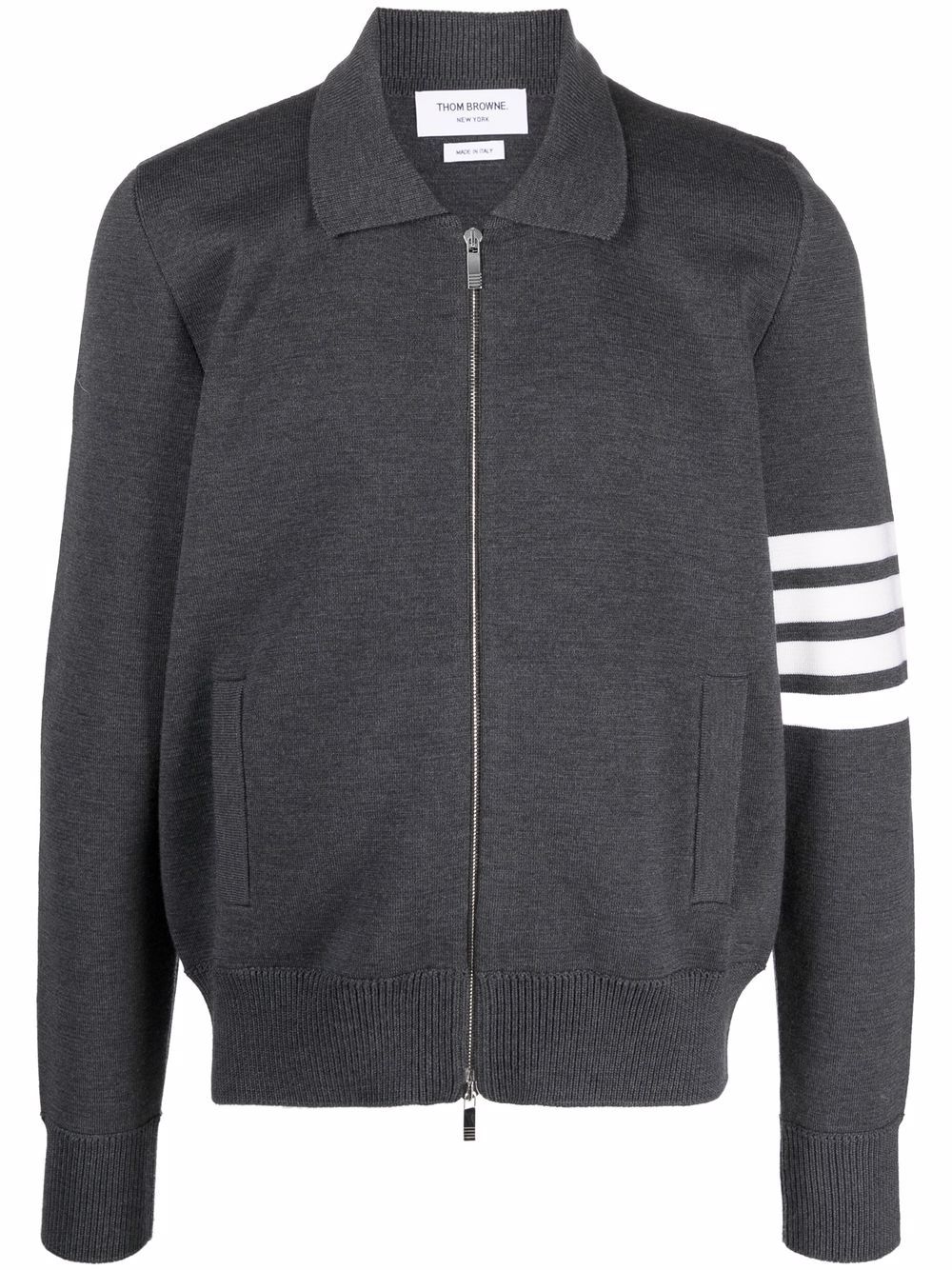 4-Bar stripe zip-up jumper - Grey