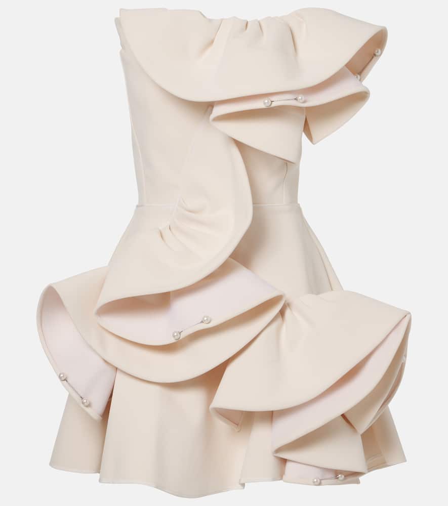 Bridal embellished ruffled minidress