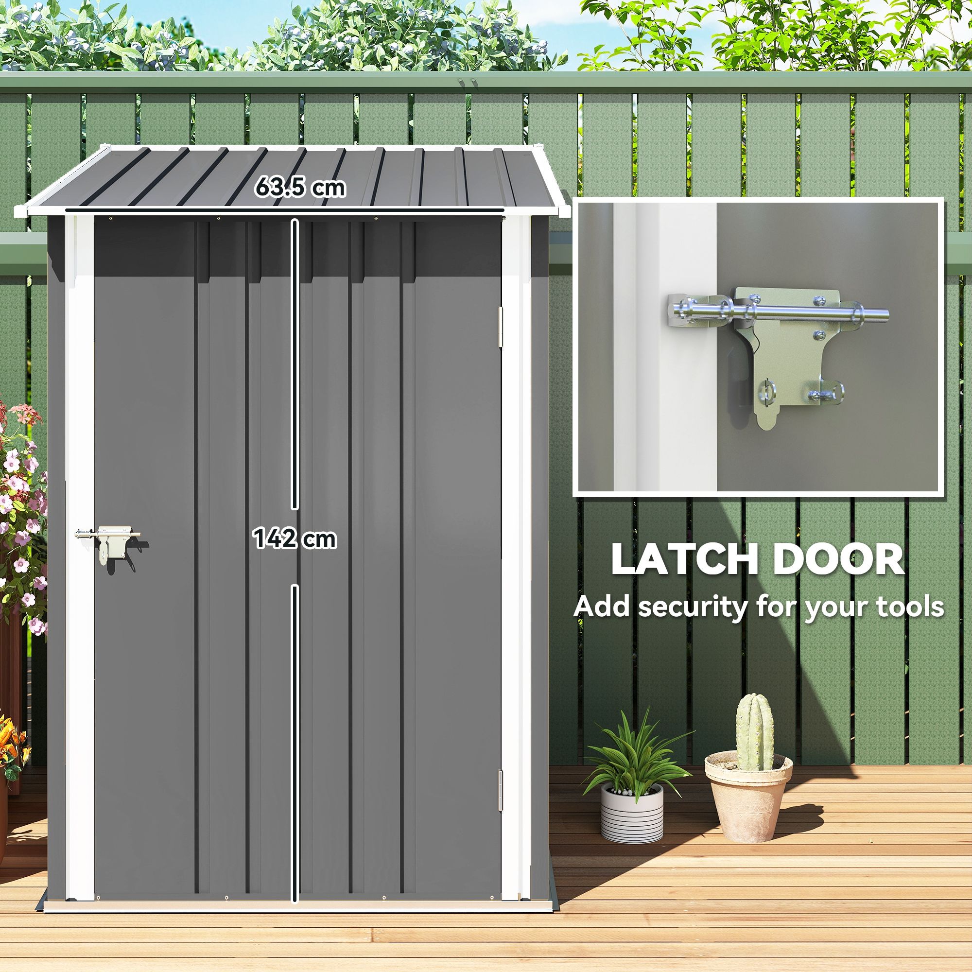 Outsunny 3. X 3. Outdoor Storage Shed Steel Garden Shed W/ Lockable Door In Grey