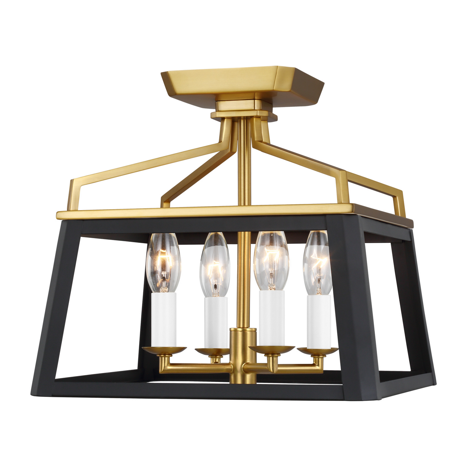 Carlow 4-Light Ceiling Light in Midnight Black And Burnished Brass by Chapman & Myer