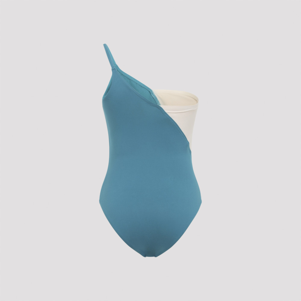 Turquoise Color-block Swimsuit