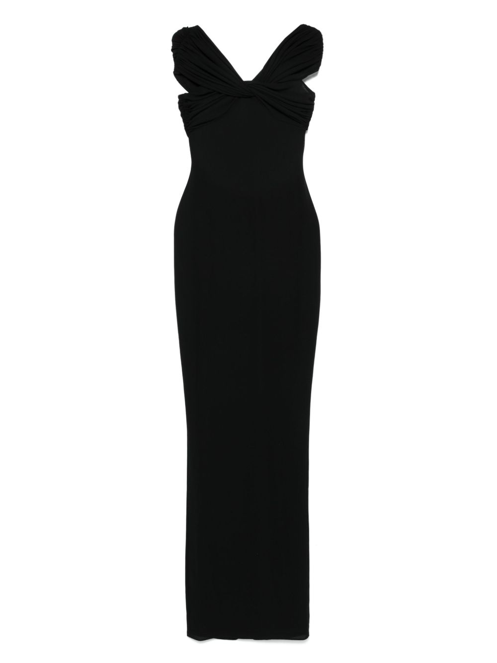 Mônot off-shoulder sheer maxi dress - Black