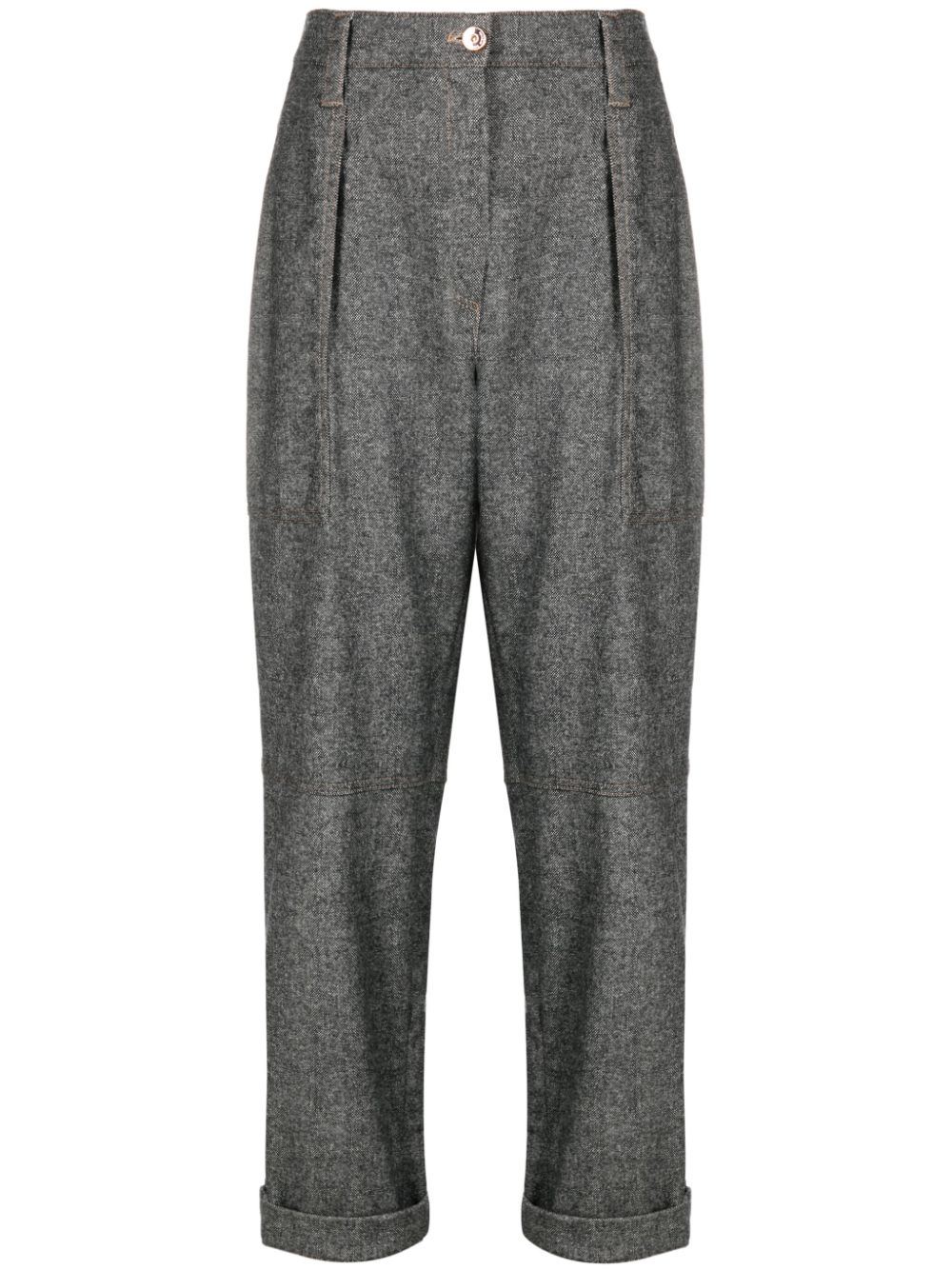 Cropped wool-blend trousers - Grey