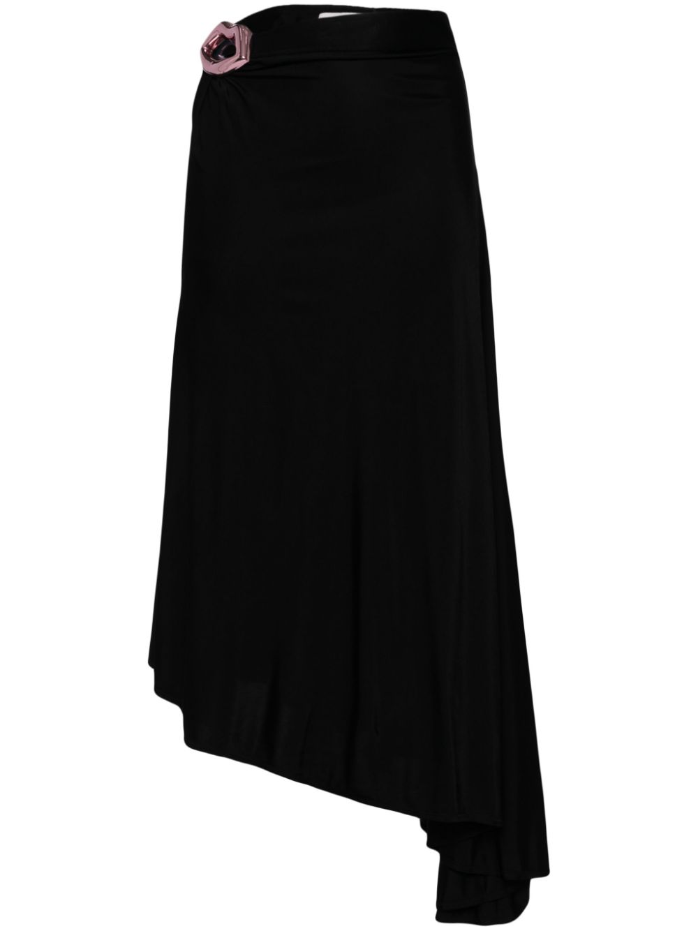 Mouth-detail asymmetric skirt - Black