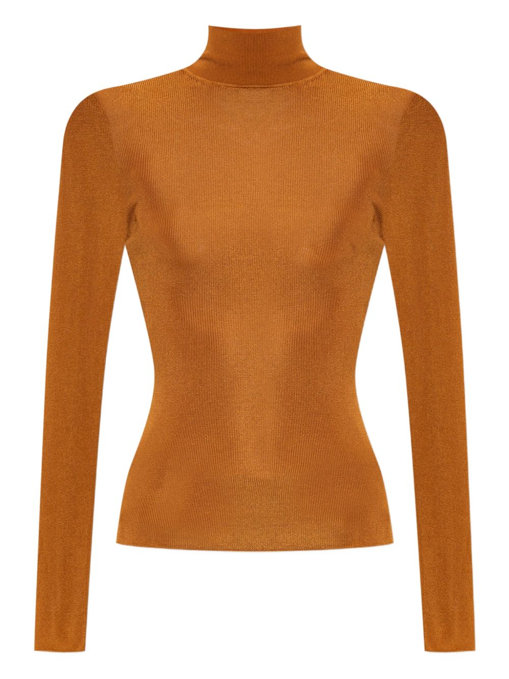 Ribbed high-neck top - Orange