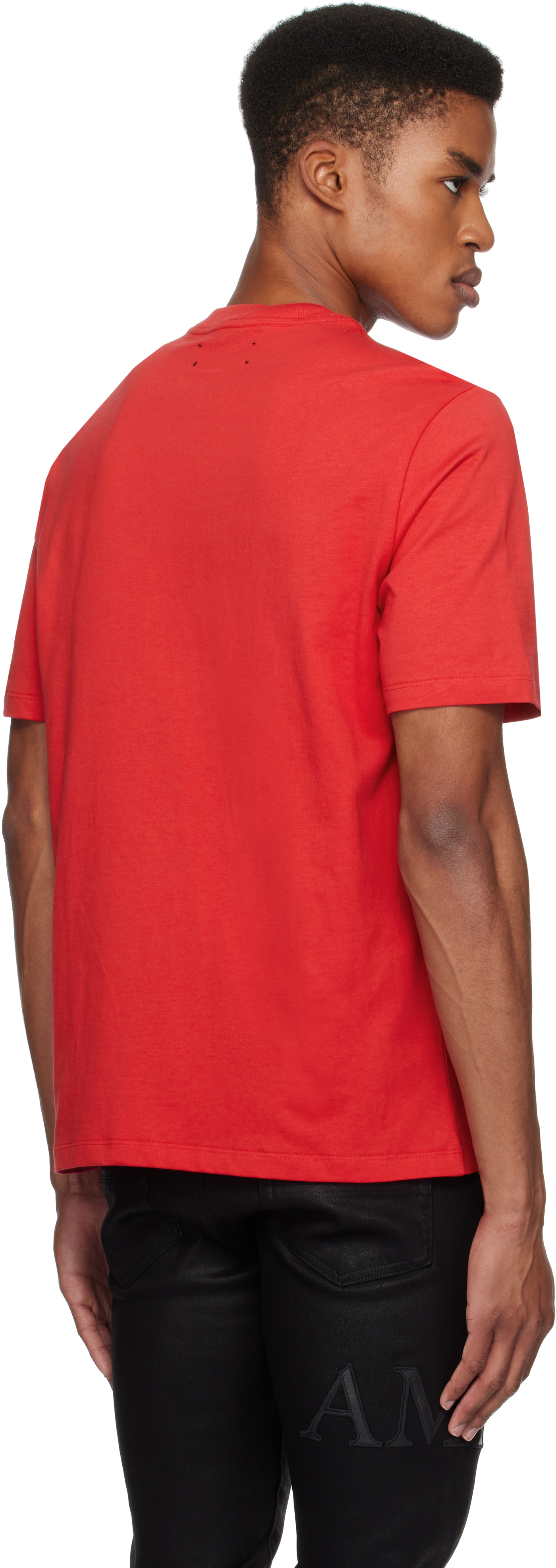 AMIRI Red 'AMIRI' Staggered Logo T-shirt