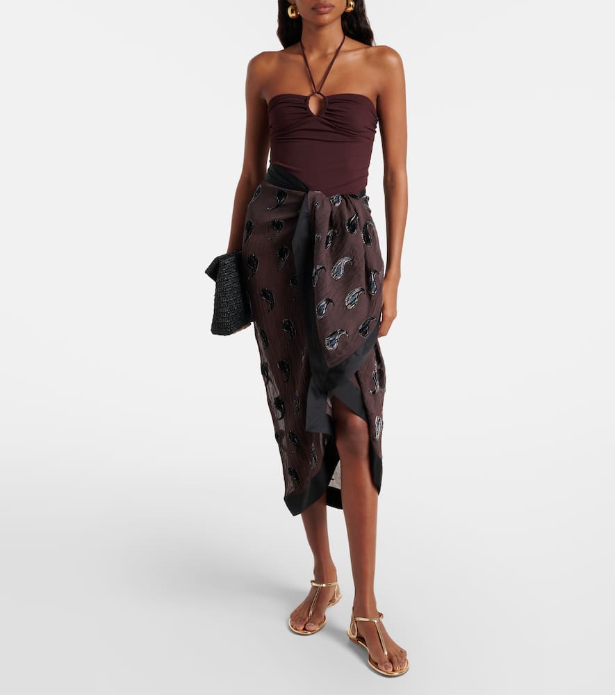 Paisley silk-blend beach cover-up
