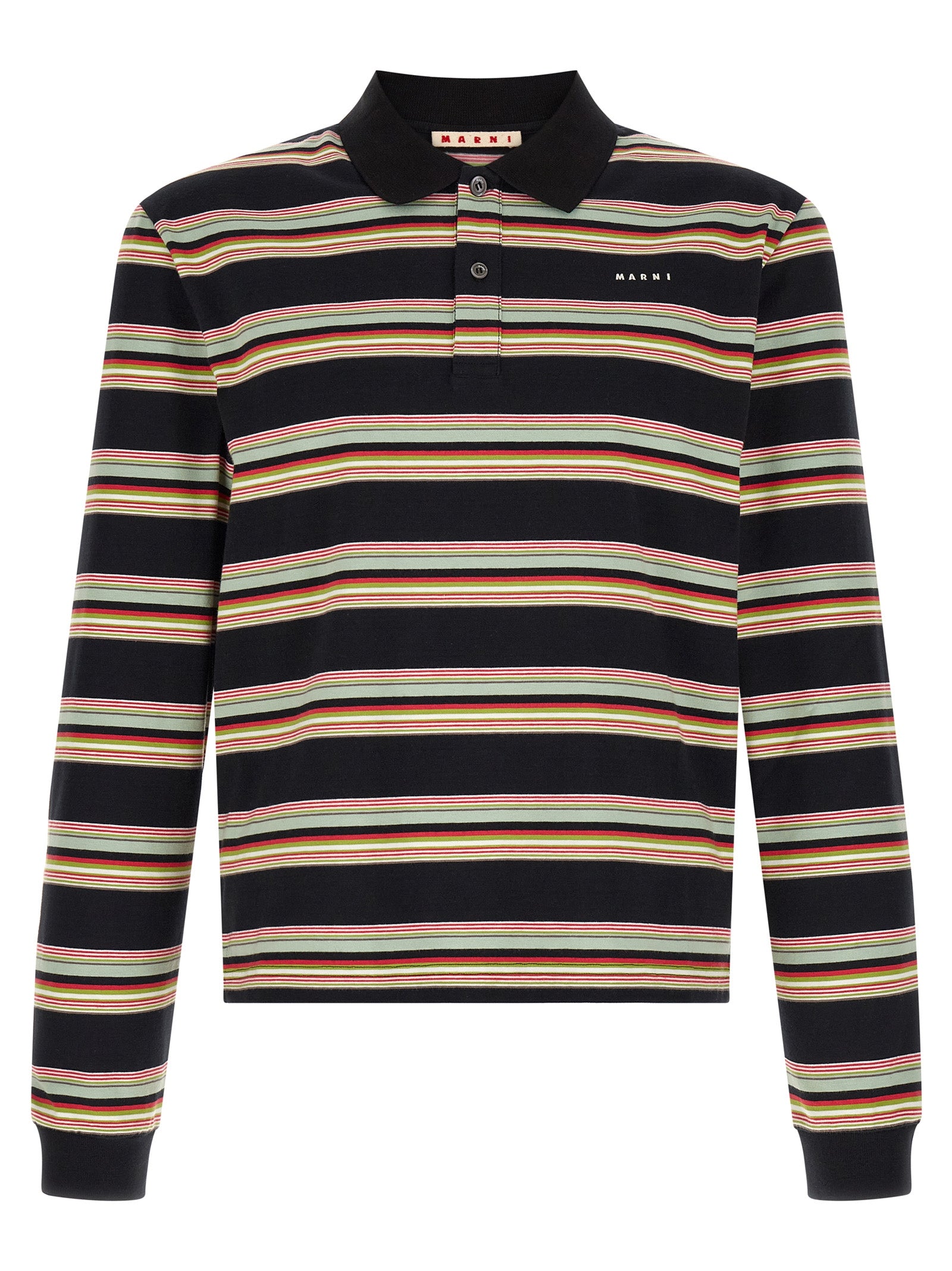 Striped Cotton Polo Shirt — Black