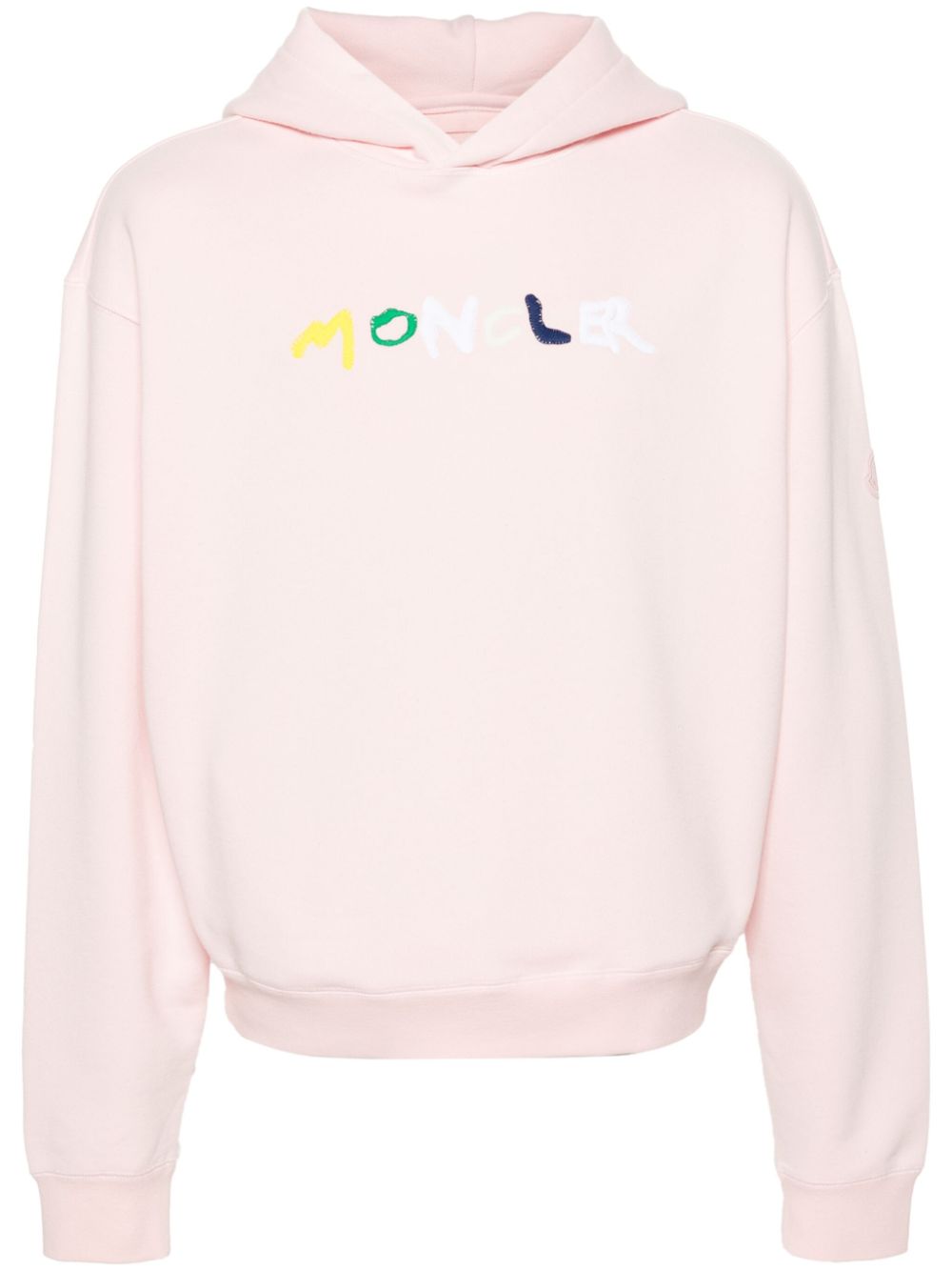 Logo-embroidered cotton hoodie - Pink
