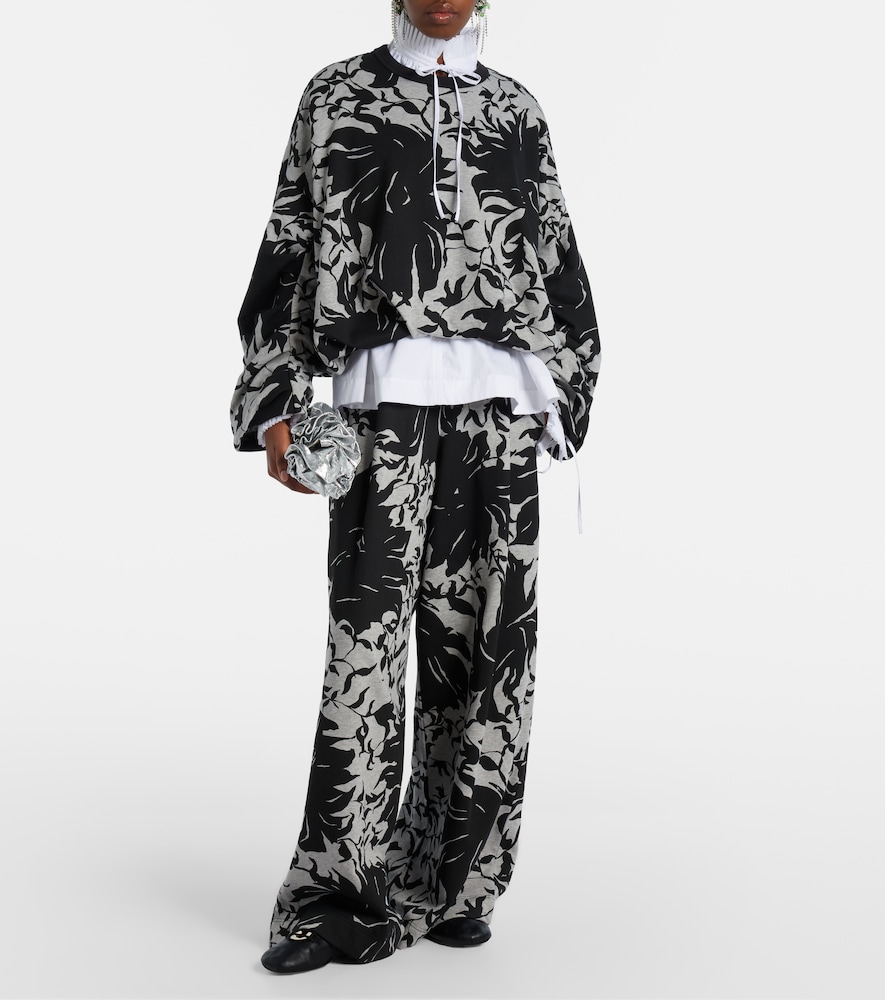 Draped floral cotton jersey sweatshirt