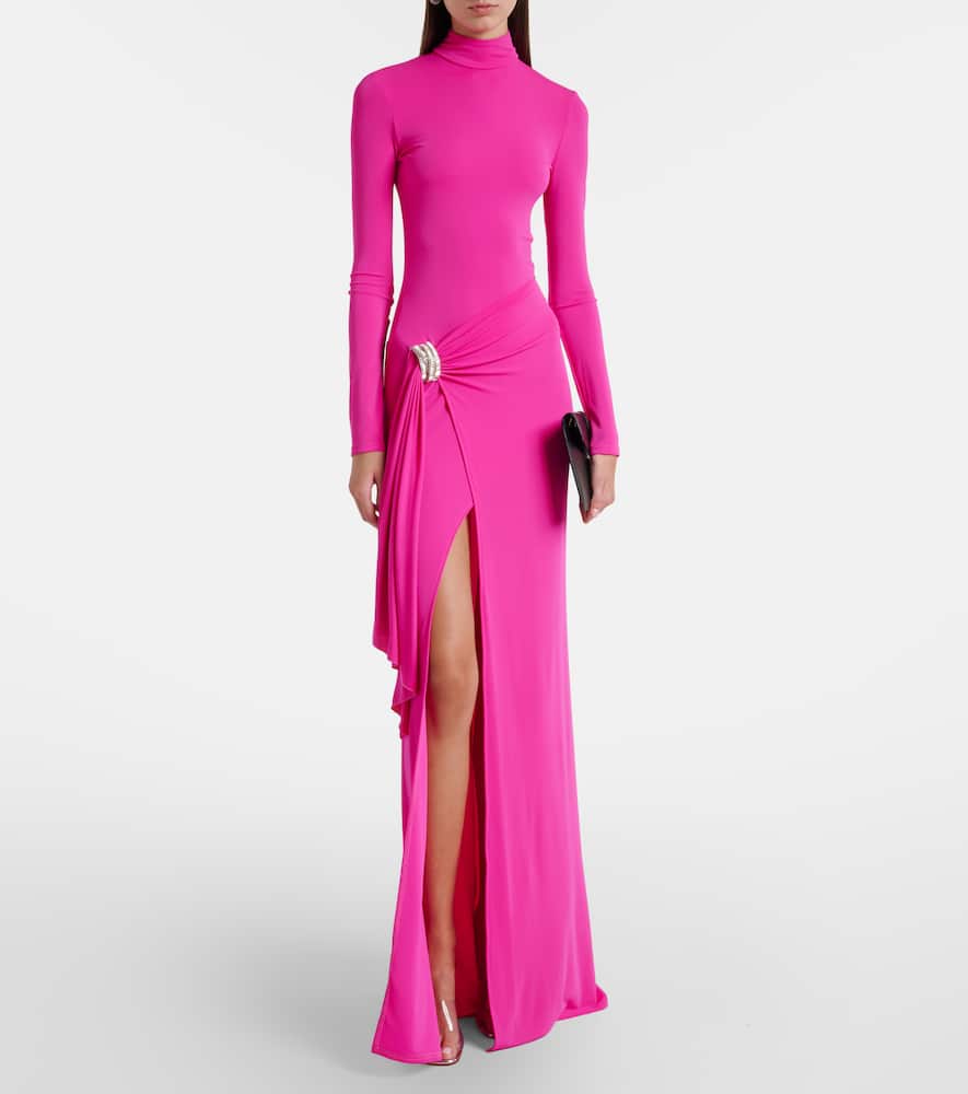 Embellished draped gown