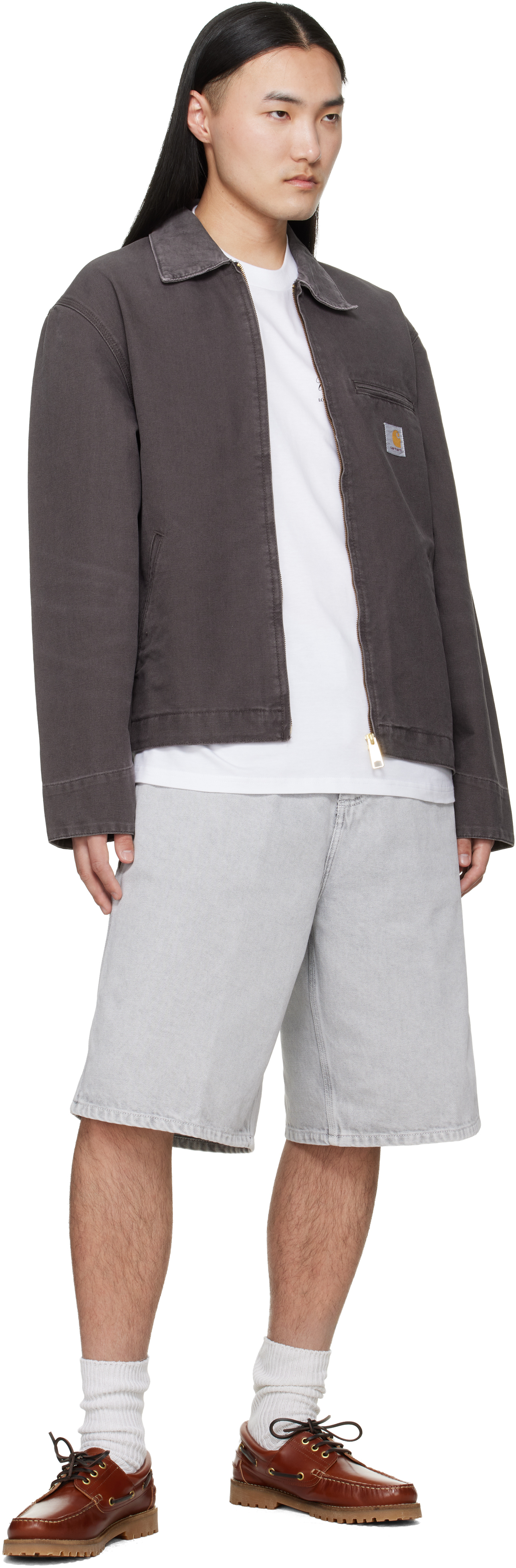 Gray OG Single Knee Denim Shorts