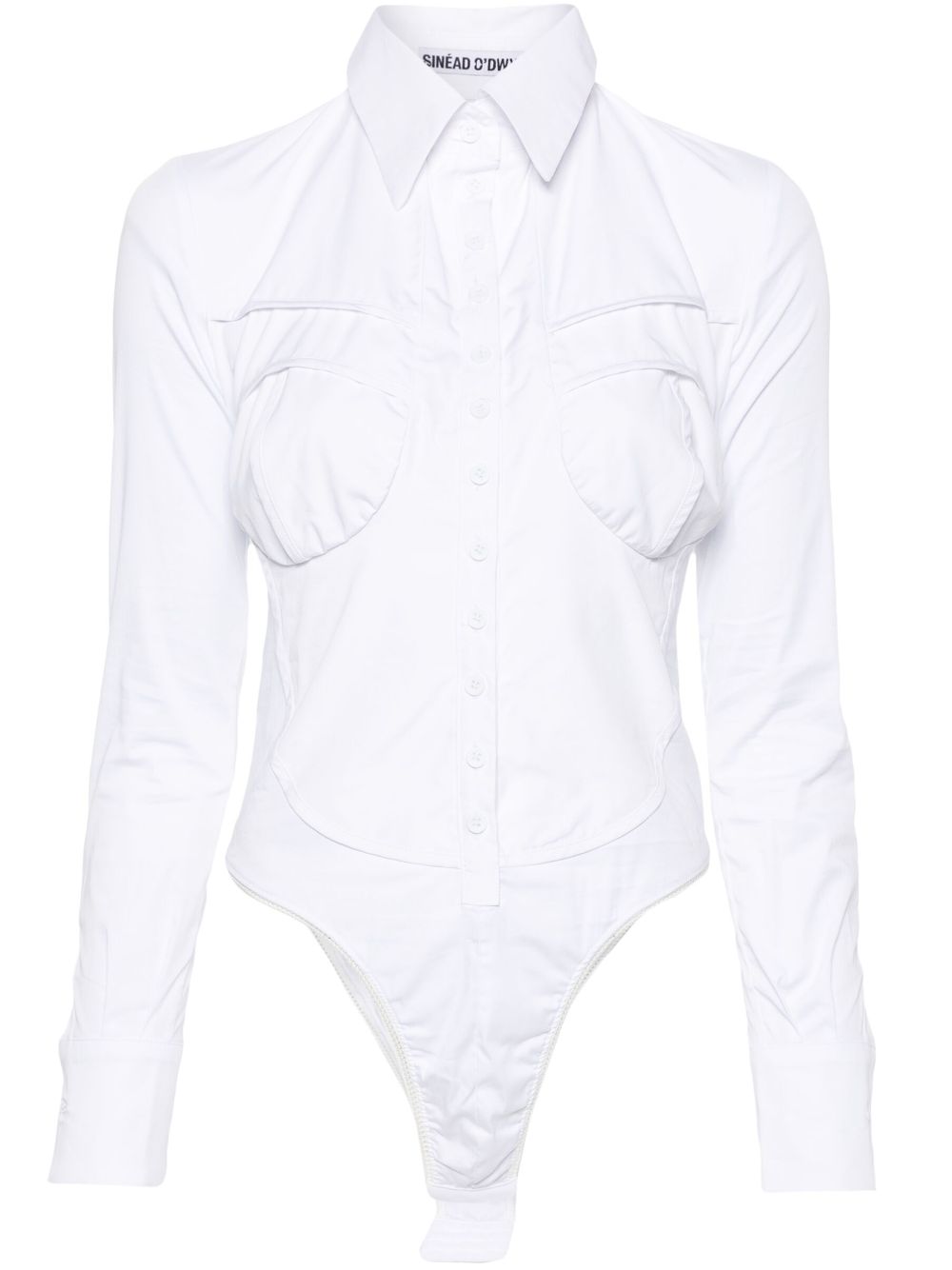 Classic-collar poplin bodysuit - White