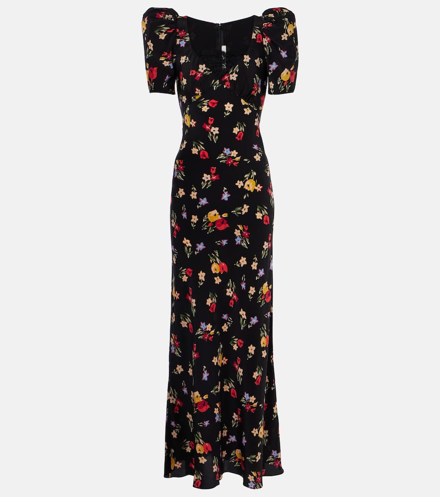 Floral silk crêpe de chine gown
