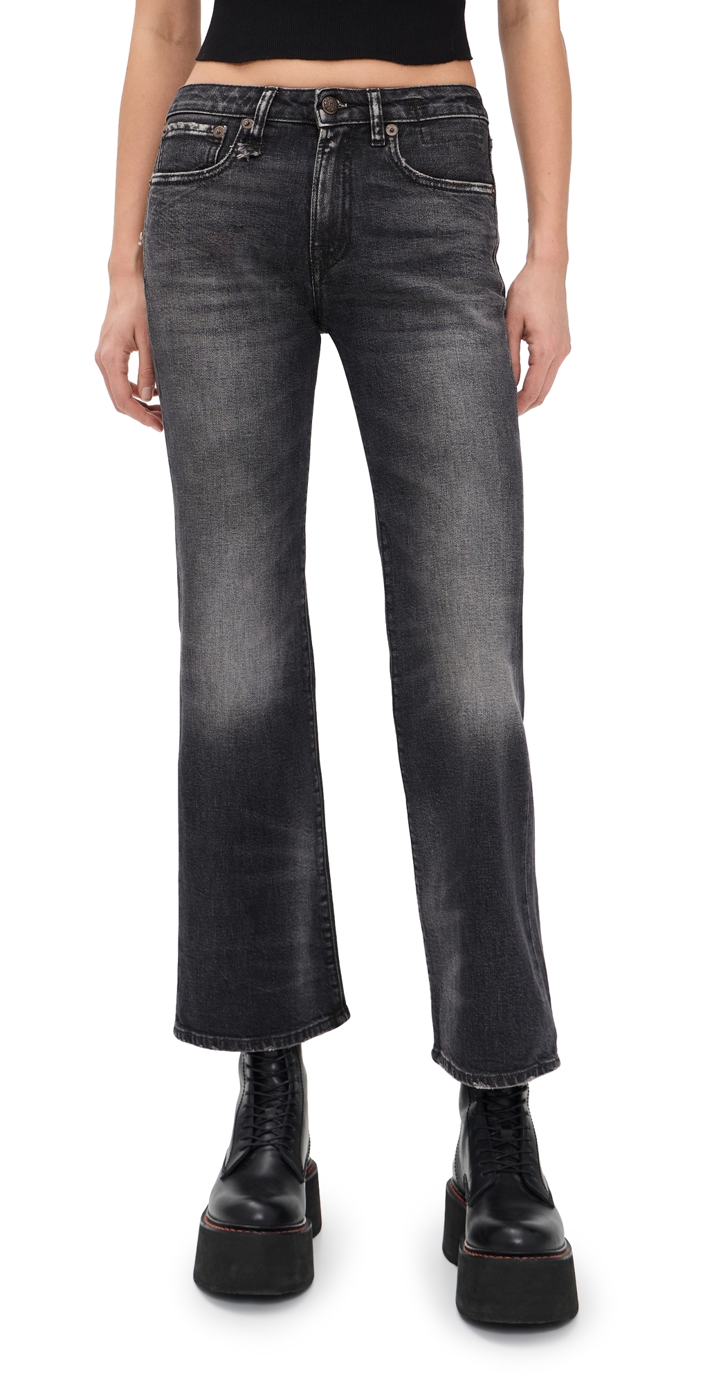 Joan Cropped Flare Jeans Essex Black Stretch