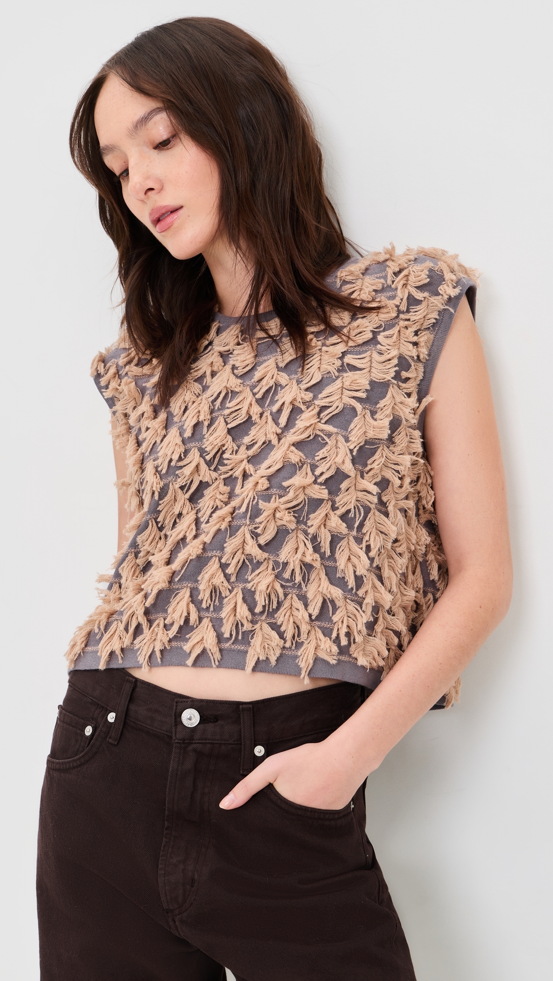Hazlitt Fringe Top Dusty Mauve/Blush