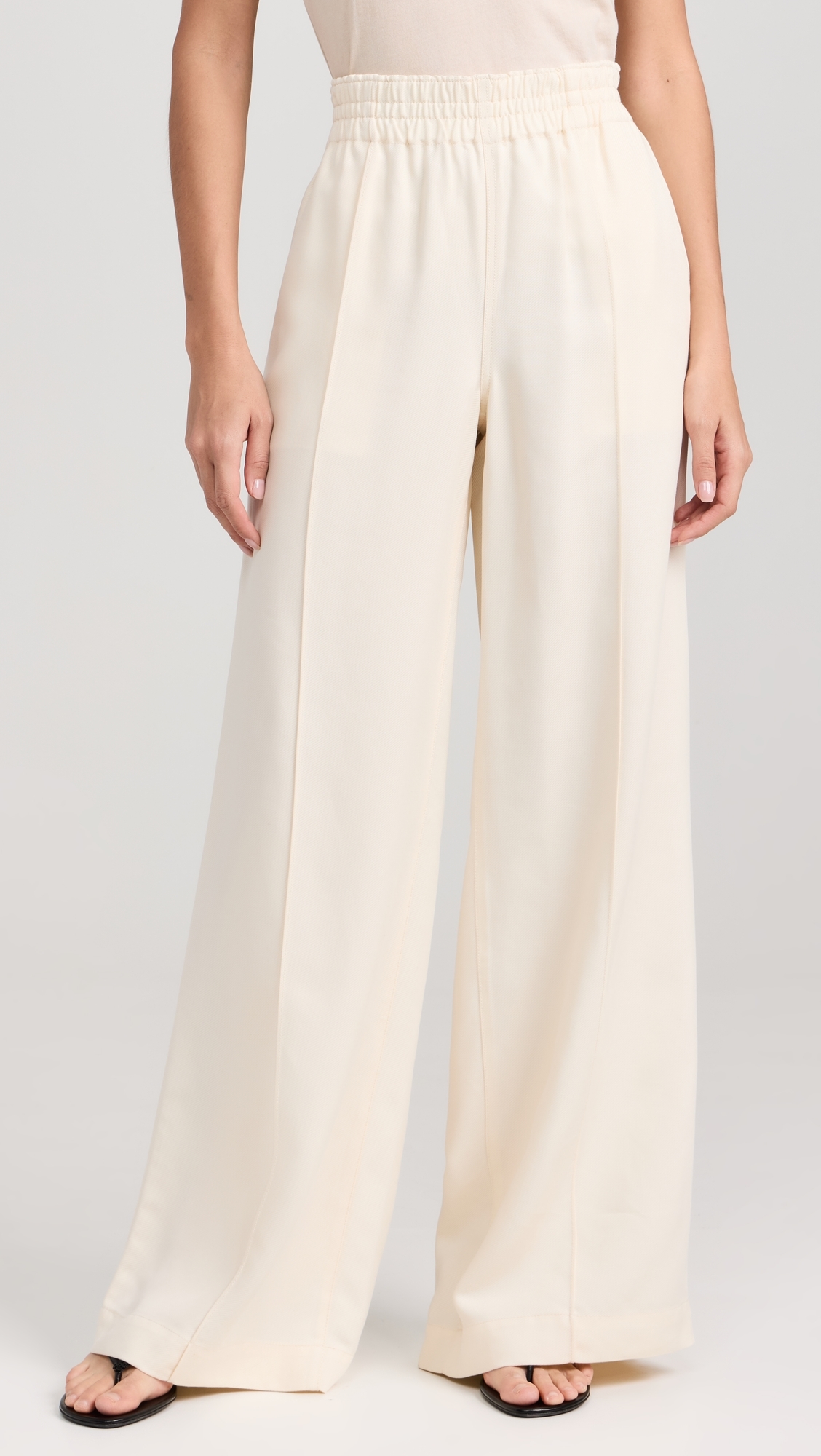 Harper Pants with Elastic Waistband Soft Vanilla