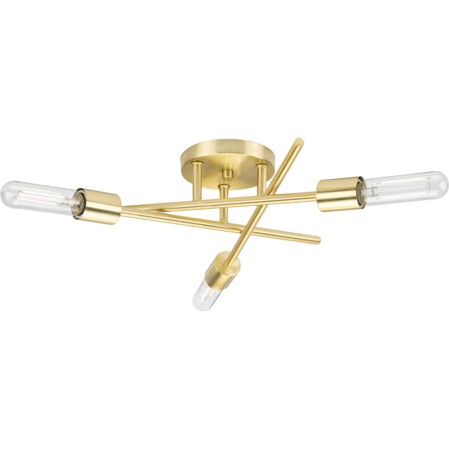 Satin Brass Three Light Semi Flush Mount from the Astra Collection