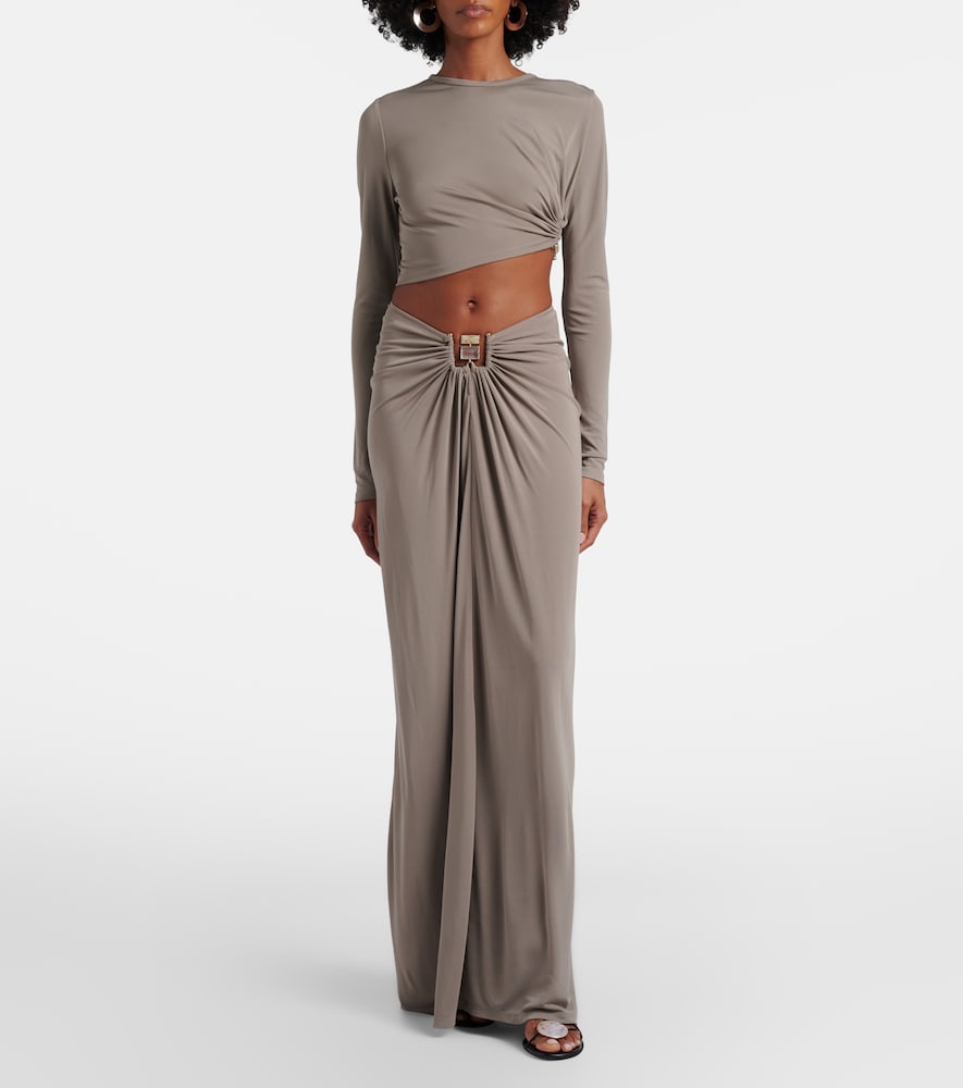 Bezel Quartz gathered jersey maxi skirt