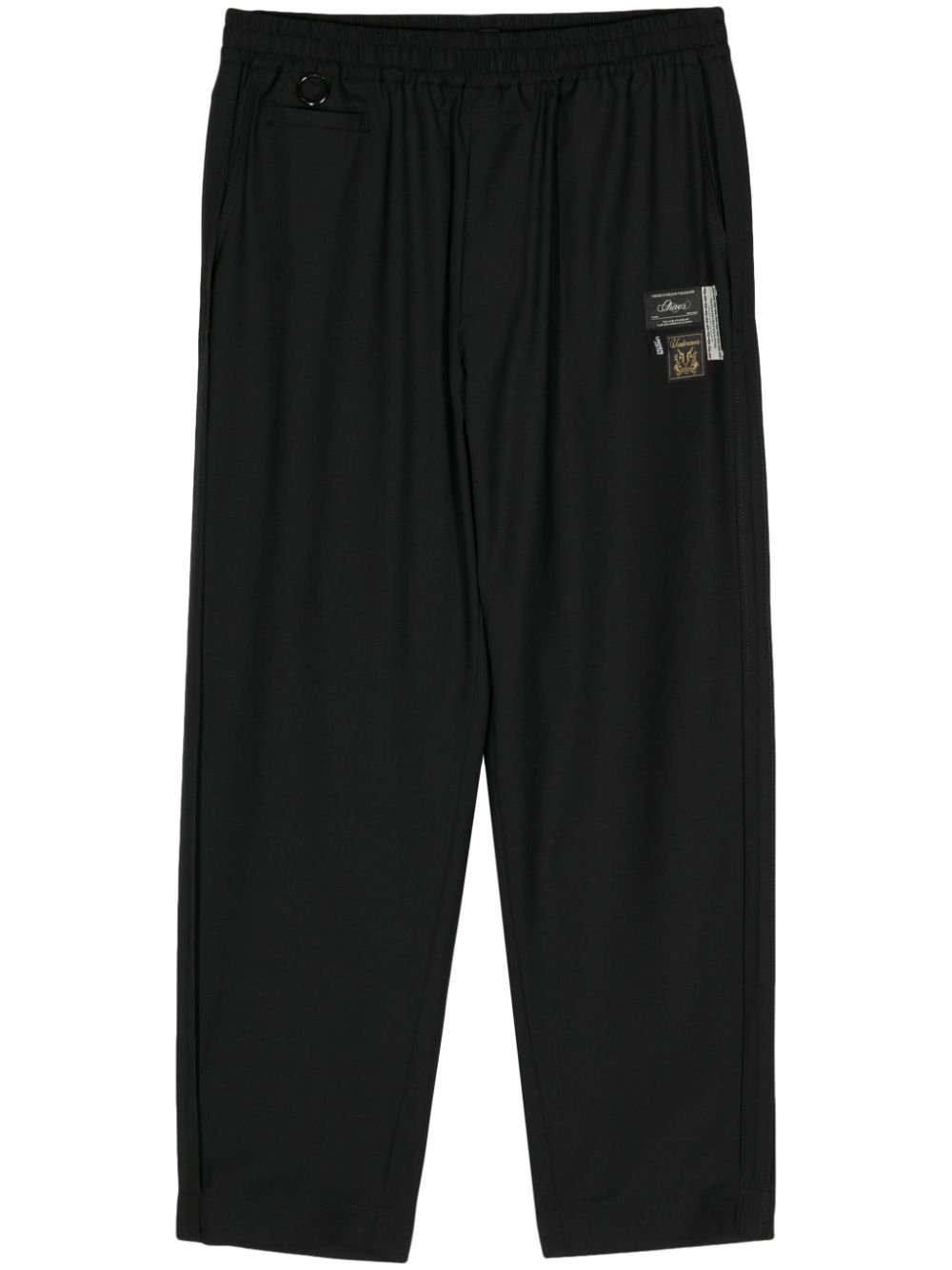 Logo-appliqué straight trousers - Black