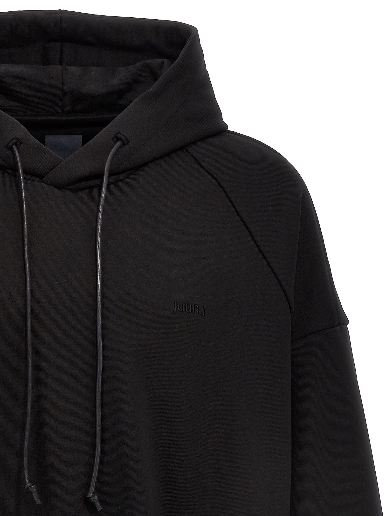 Drawstring cotton hoodie - Black
