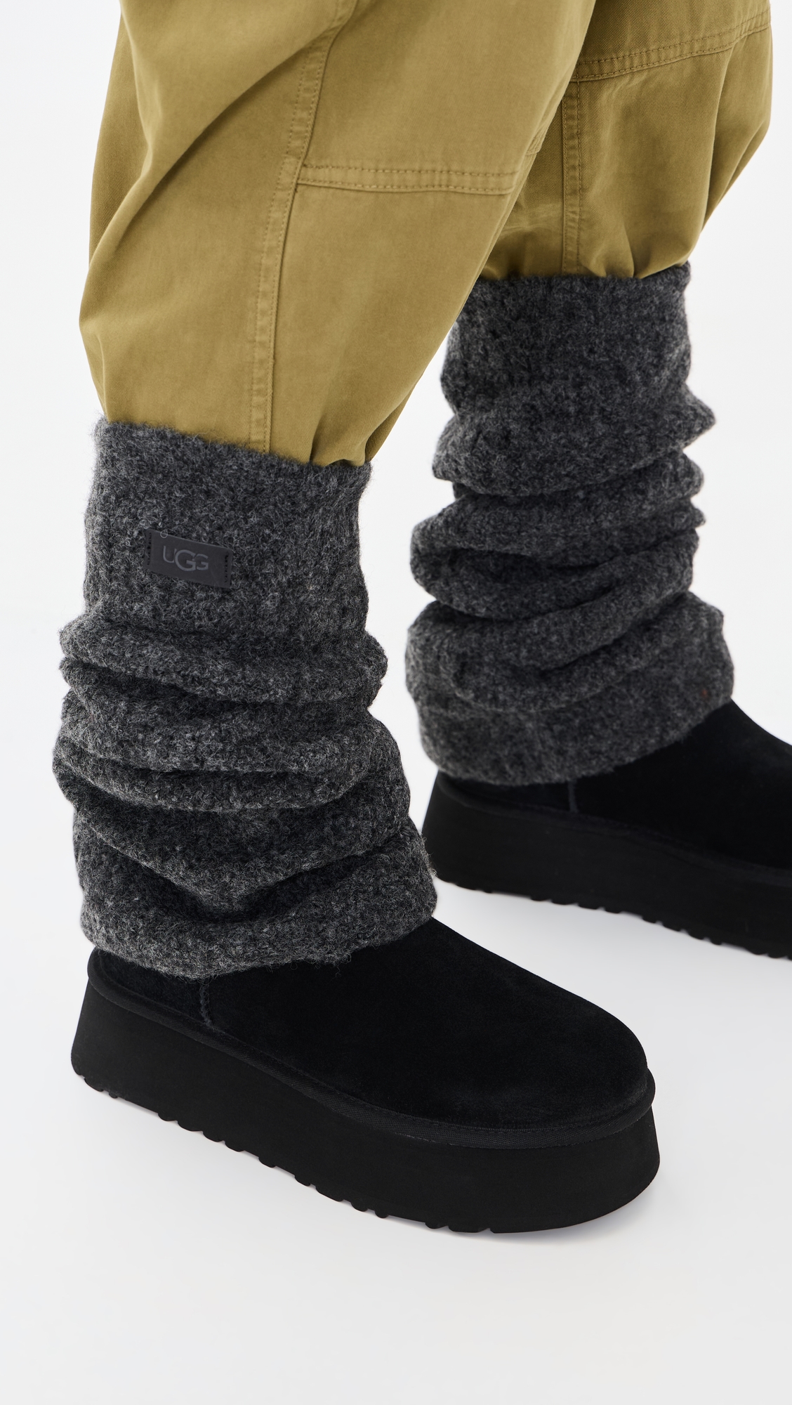 Classic Mini Dipper Legwarmer Suede Boots Black
