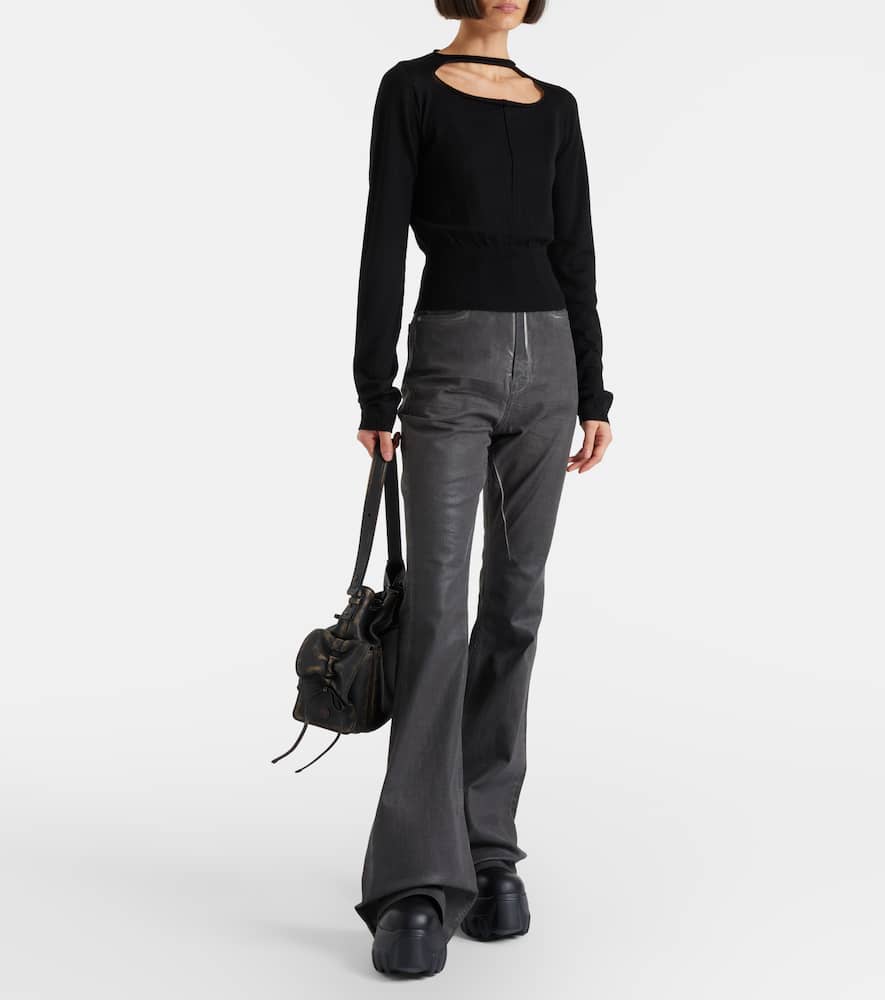 Cutout virgin wool top