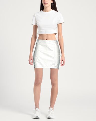 Woman Mini skirt Silver Size S Polyurethane, Viscose