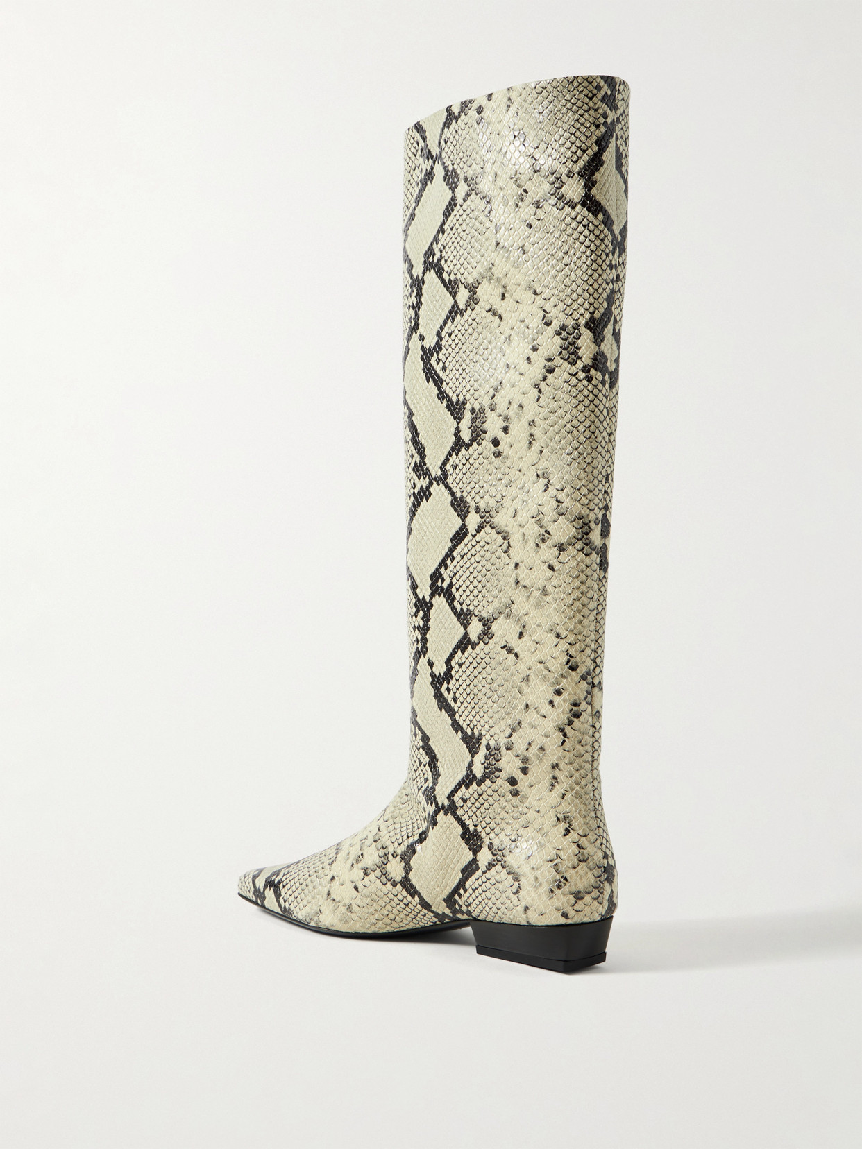 Wally Snake-effect Leather Knee Boots - Animal print