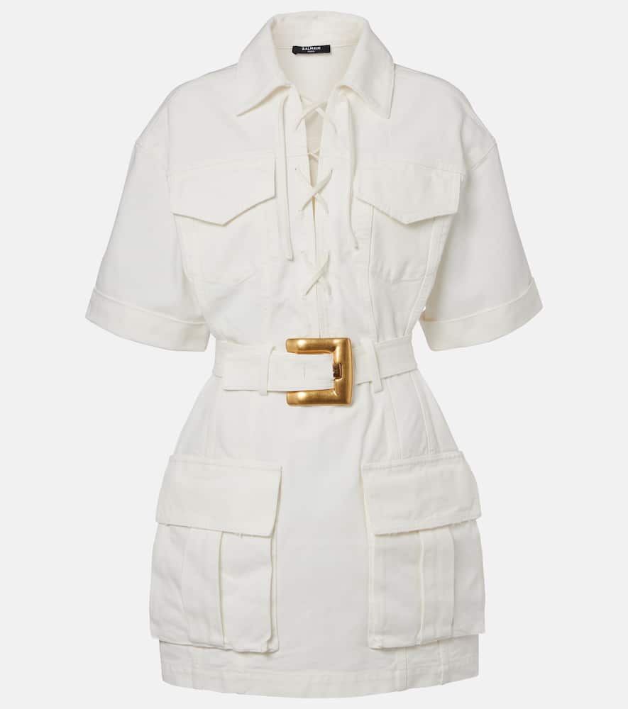 Cotton canvas shirt dress