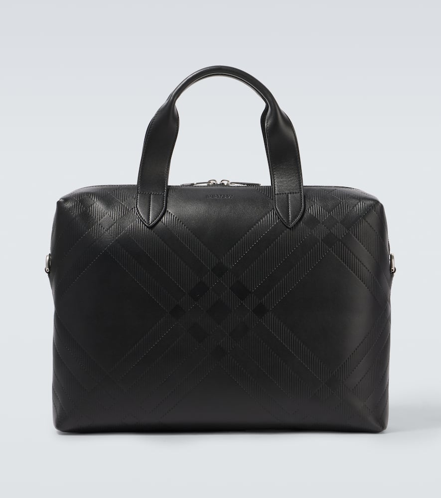 Burberry Burberry Check debossed leather briefcase