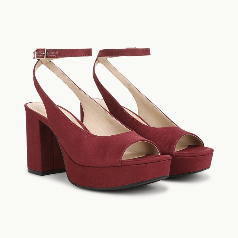 Stride Shoes Aliyah Dress Sandal Merlot Red Microsuede