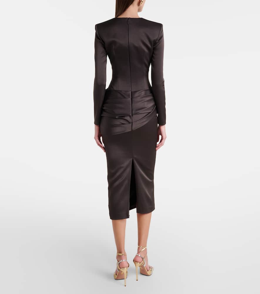 Draped satin crêpe cocktail dress