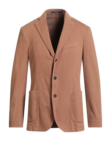 Man Blazer Brown Size 40 Cotton, Elastane