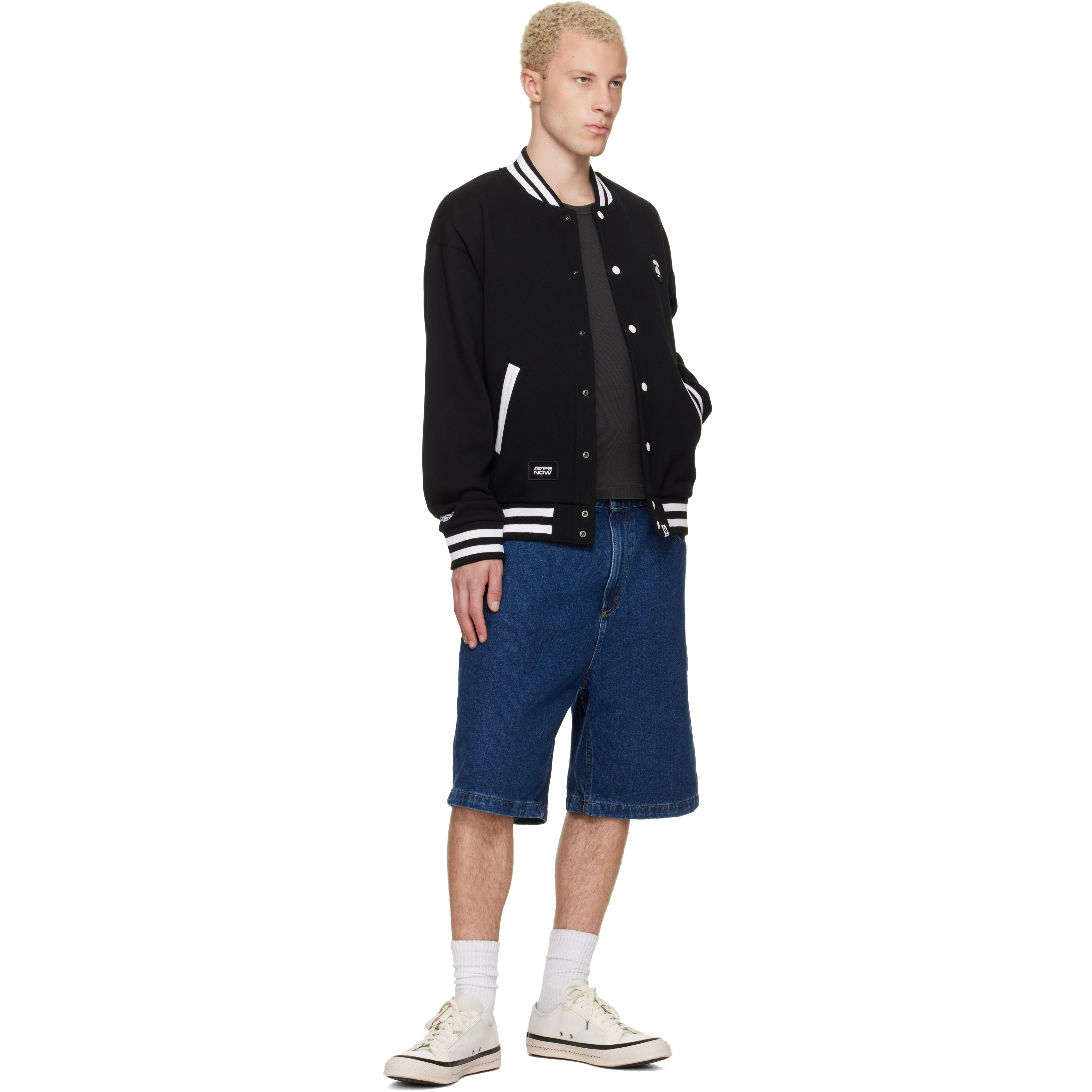 Black 'AAPENOW' Moonface Varsity Jacket