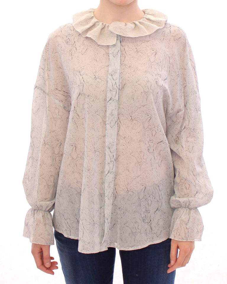 Cotton Embroidered Blouse — Beige