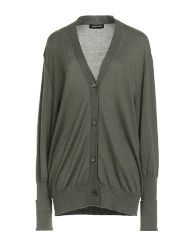 Woman Cardigan Military green Size 14 Wool, Silk