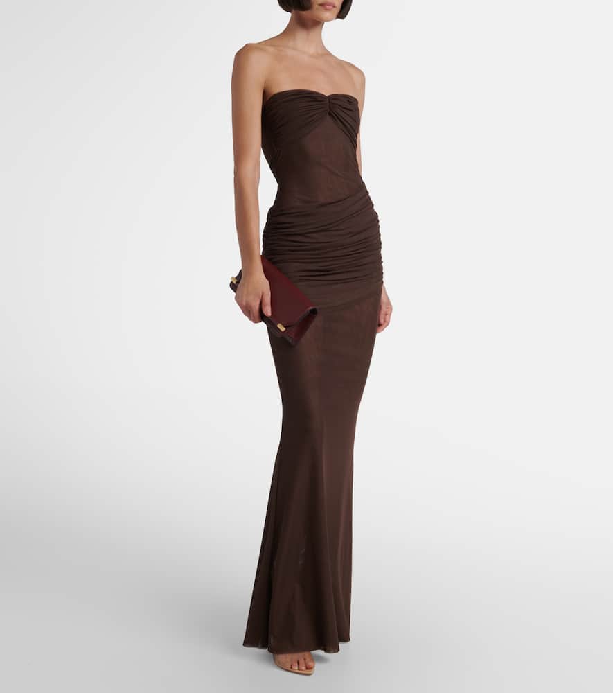 Erica ruched strapless maxi dress