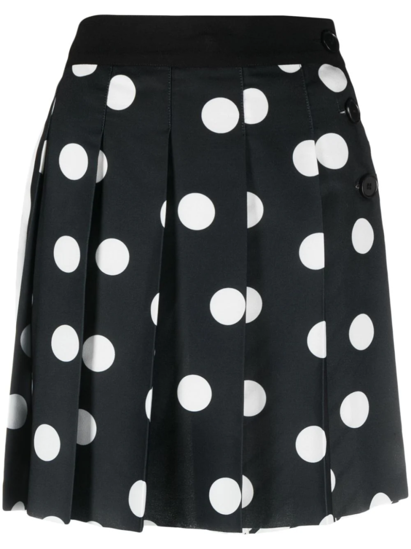 Polka dot pleated mini skirt - Black