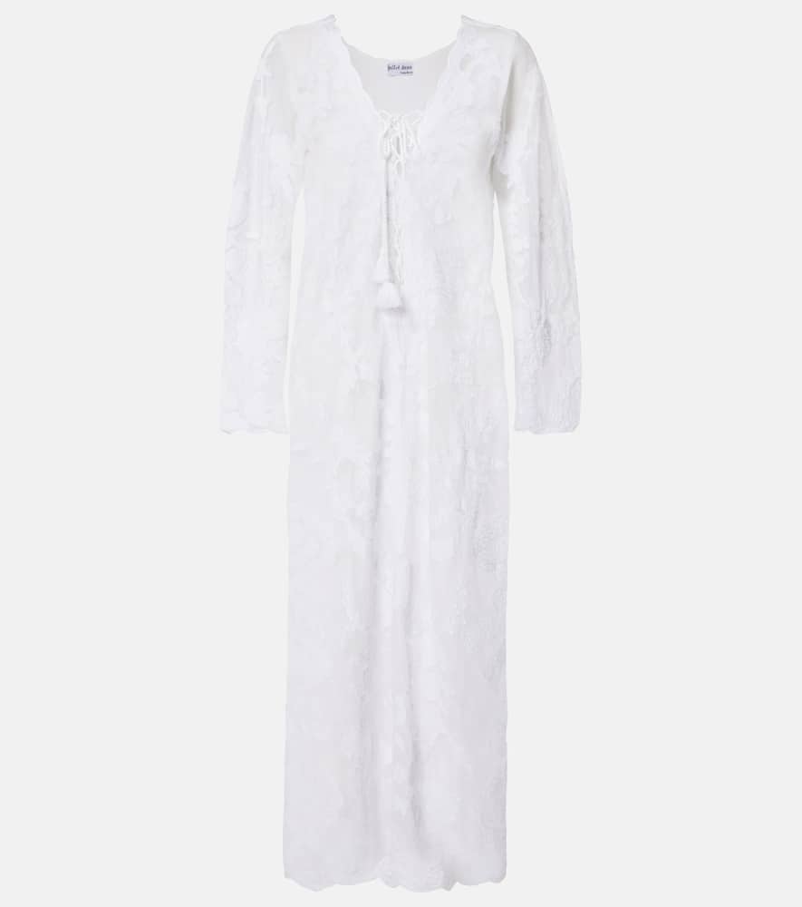 Embroidered sheer cotton kaftan