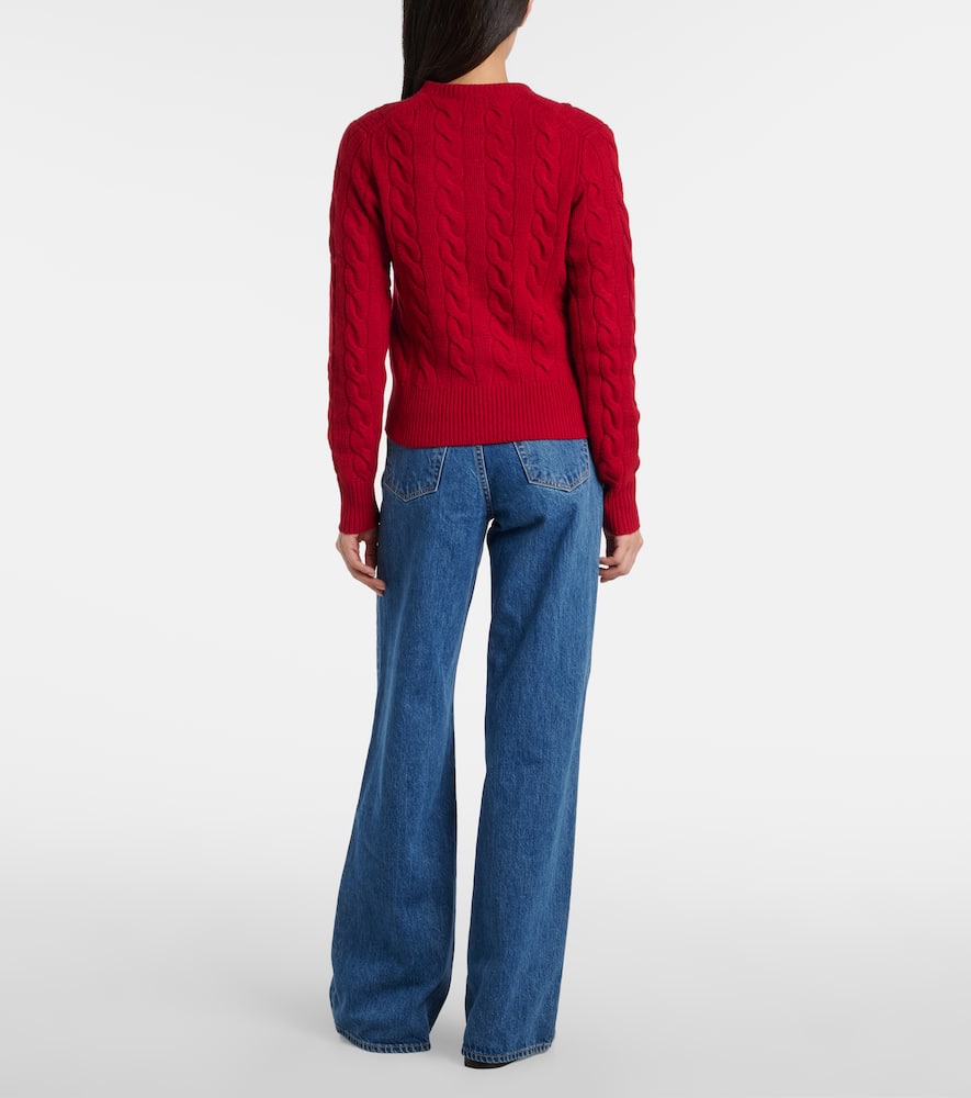 Cable-knit wool and cashmere cardigan