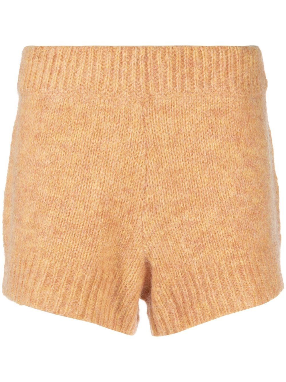 High-waist knit shorts - Orange
