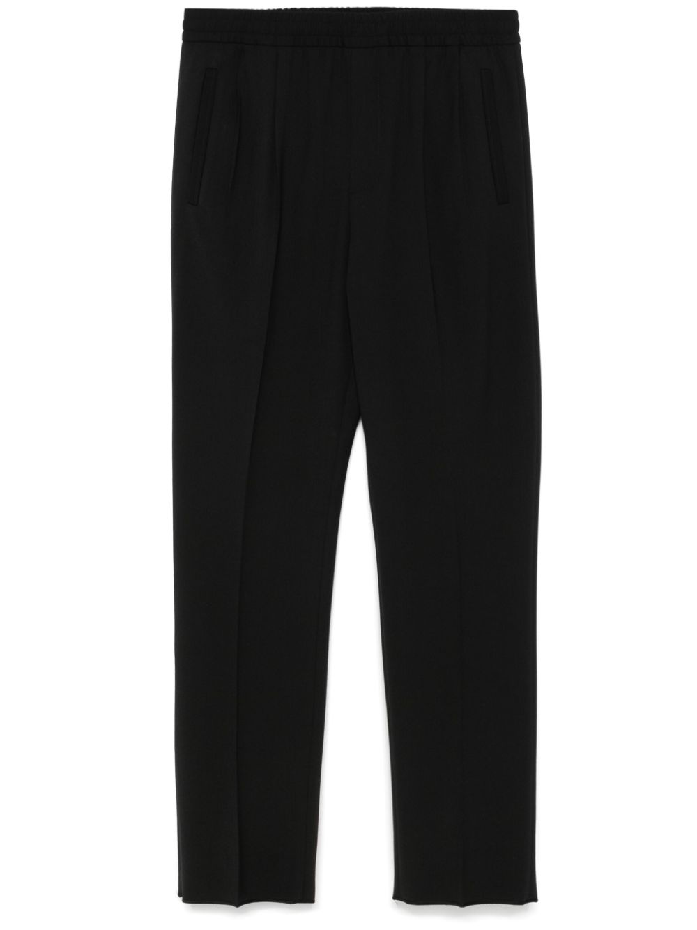 Pleat-detail tapered trousers - Black