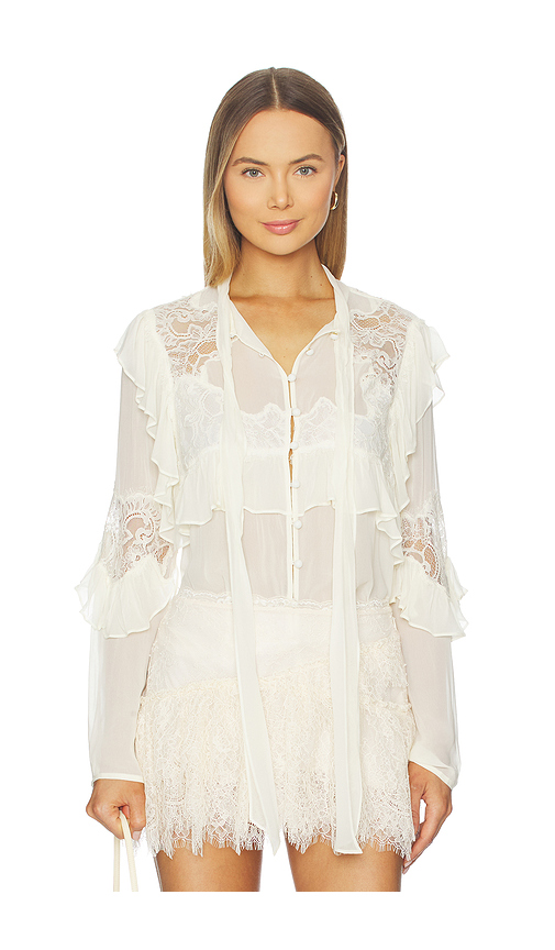 LoveShackFancy Farah Top in Ivory. XL also in L, M, S
