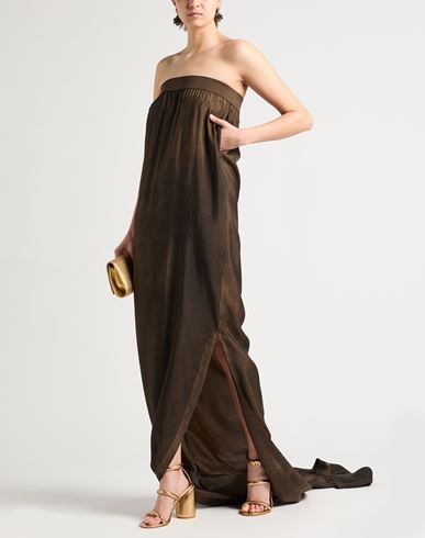Woman Maxi dress Dark brown Size M Viscose, Cupro