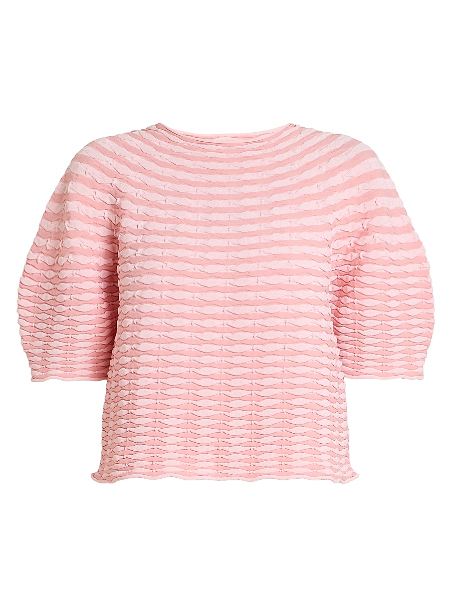 Women's Colorful Mushroom Knit Blouse - Light Pink