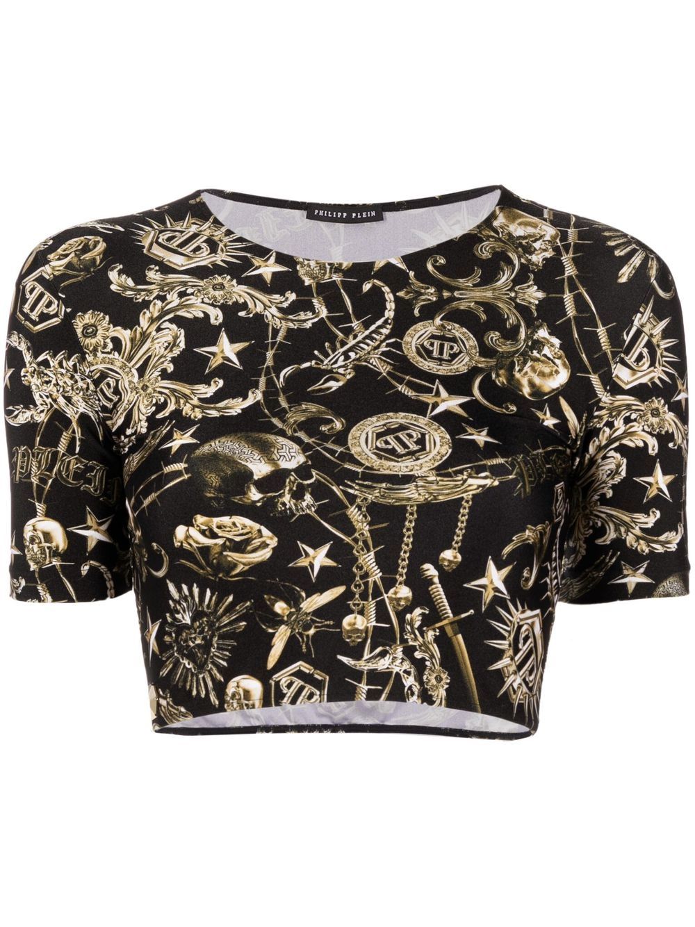 Graphic-print cropped T-shirt - Black