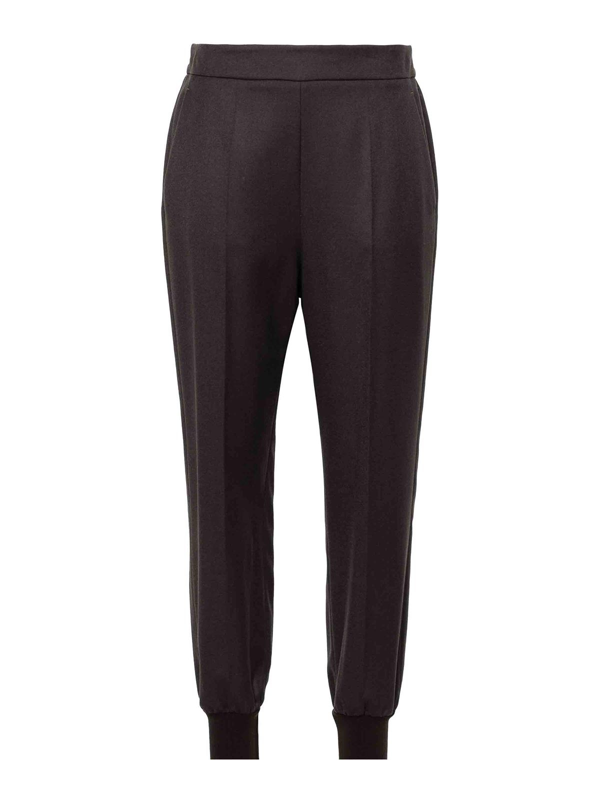 Brown Wool Tapered Trousers